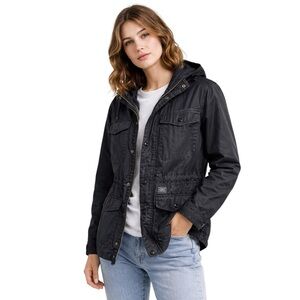 OBEY Black Mid Length Utility Hoodie Jacket Size Medium